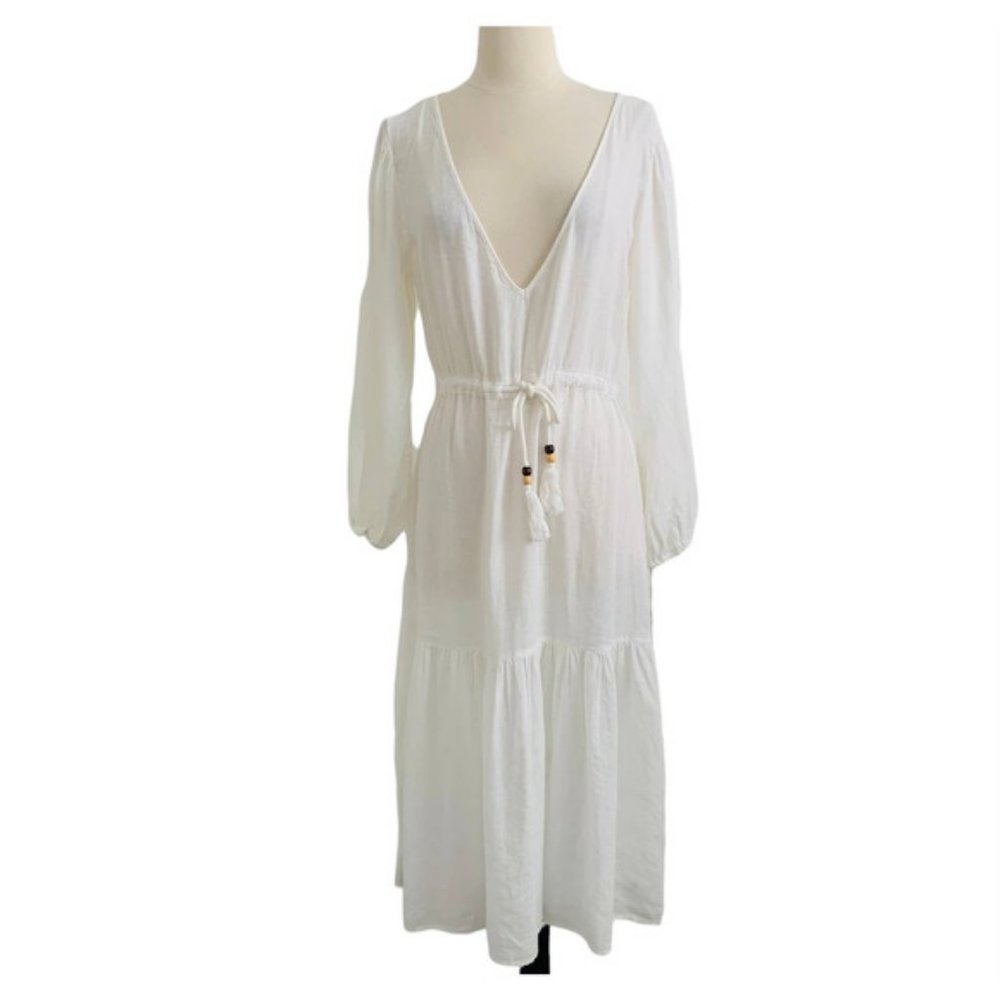 JOIE Linen Tier Midi Dress Cover Up
